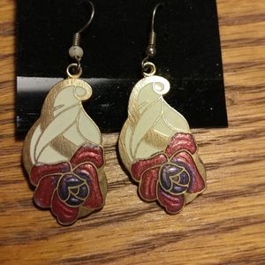 3D Enamel Rose Earrings